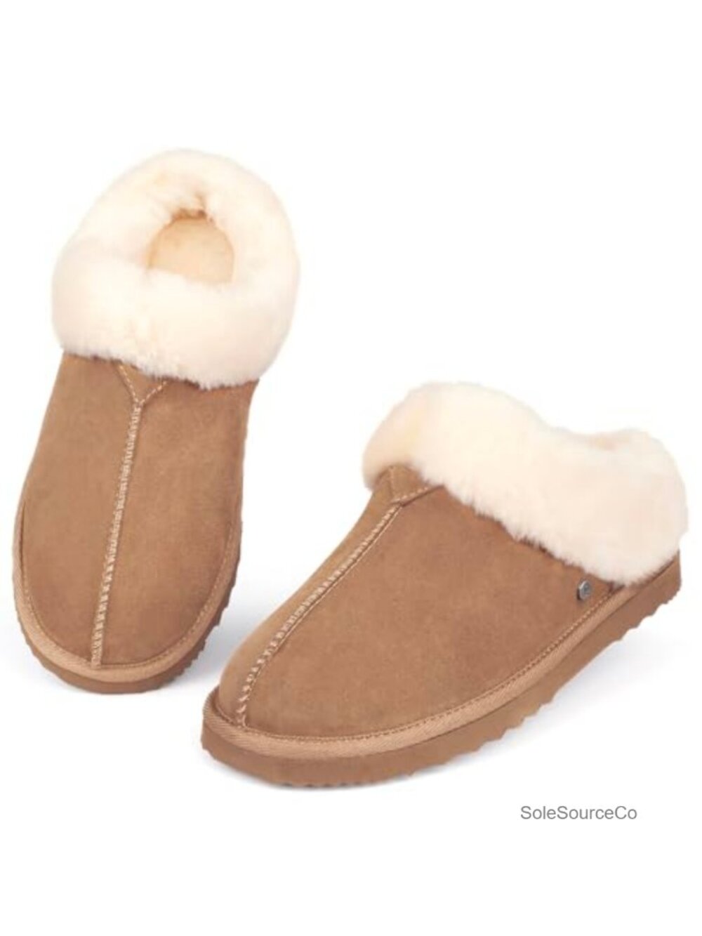 Women's Real Wool Slippers Genuine Leather Anti-Slip Rubber Sole Memory Foam